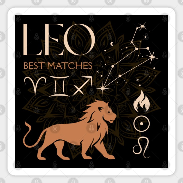 Leo Zodiac Horoscope Fire Sign Astrology Design Magnet by TuncGK